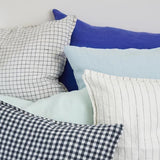 Linge Particulier 100% Linen Cushion Cover, 50x50cm - Midnight Blue Gingham