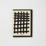 Kinshipped black and cream grid painted notecard