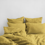 Lemon Curry Linen Duvet Cover and pillowcase Set