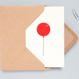 Foil Blocked Balloon Card - Red on Stone