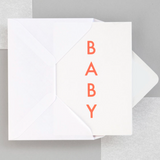 Foil Blocked 'Baby Card ' - Neon Orange/White