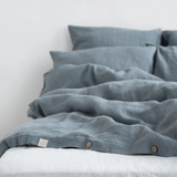 Linen Tales Linen Duvet Cover, Blue Fog