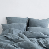 Linen Tales Linen Duvet Cover, Blue Fog
