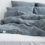 Linen Tales Linen Duvet Cover, Blue Fog