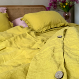 Linen Tales Linen Duvet Cover, Lemon Curry