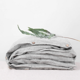 Linen Tales Linen Duvet Cover, Thin Black Stripes