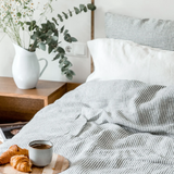 Linen Tales Linen Duvet Cover, Thin Black Stripes