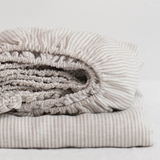 Linen Tales Linen Fitted Sheet, Natural Stripe
