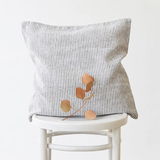 Linen Tales Square Pillowcase, Thin Black Stripe