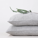 Linen Tales Square Pillowcase, Thin Black Stripe