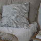 Linen Tales Square Pillowcase, Thin Black Stripe