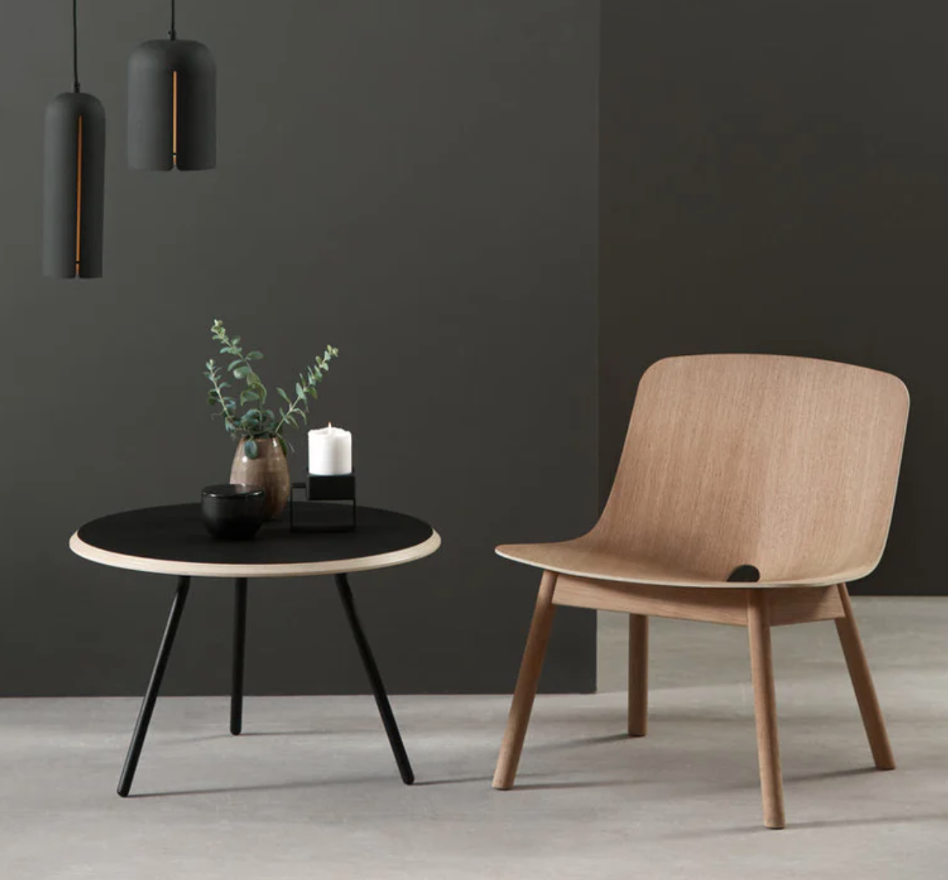 Woud Soround Coffee Table, 75cm, Black Top - Low, Mid & High - Tea and Kate