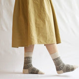 Nishiguchi Kutsushita Wool Jacquard Socks - Cream