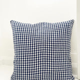 Linge Particulier 100% Linen Cushion Cover, 50x50cm - Midnight Blue Gingham