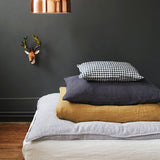 Linge Particulier 100% Linen Cushion Cover, 50x50cm - Black Checks