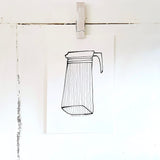 Original Ink 'Ribbed Glass Jug' Drawing - Signed