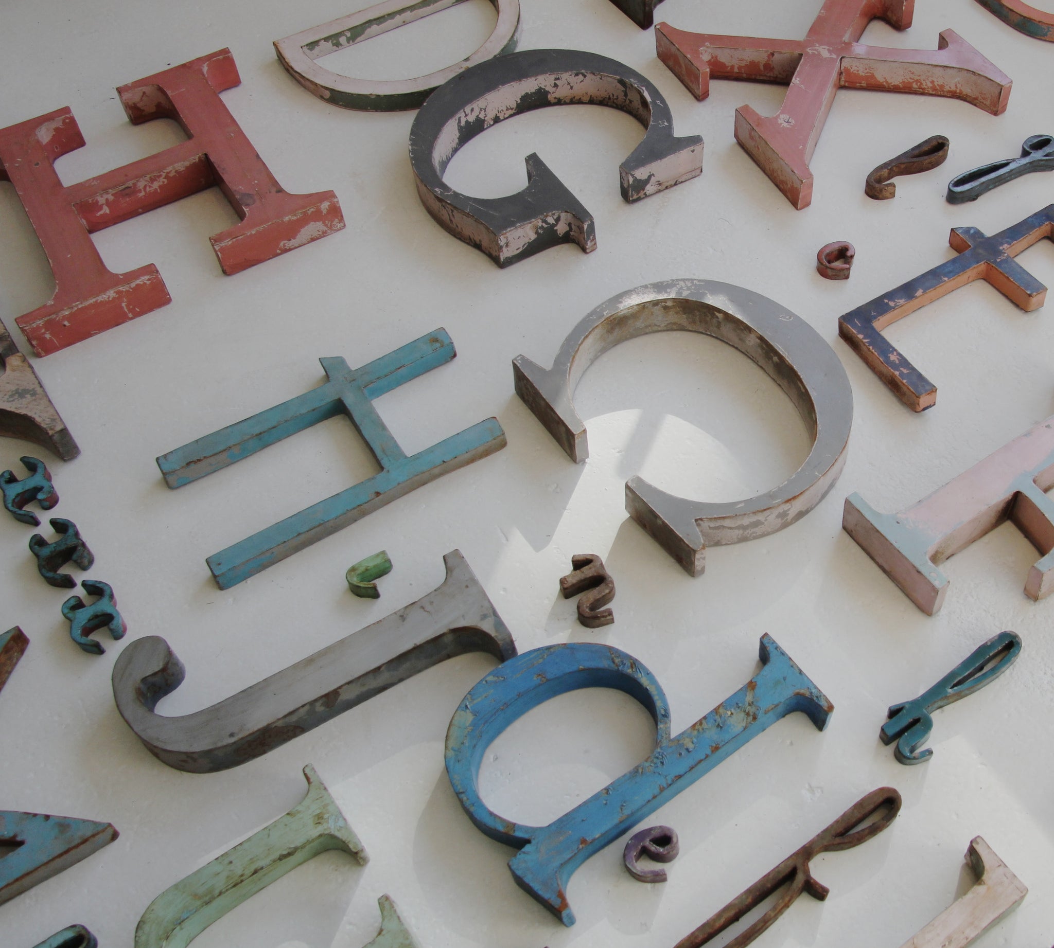 Vintage French metal letters full alphabet large - Tea and Kate
