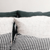 Linge Particulier 100% Linen Cushion Cover, 50x50cm - Black Checks