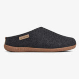 The Cozy Sheep Danish Felted Slippers with Rubber Sole — Dark Grey