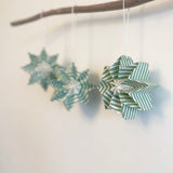 Star Decoration - Green Block Printed Stripe WAS £8