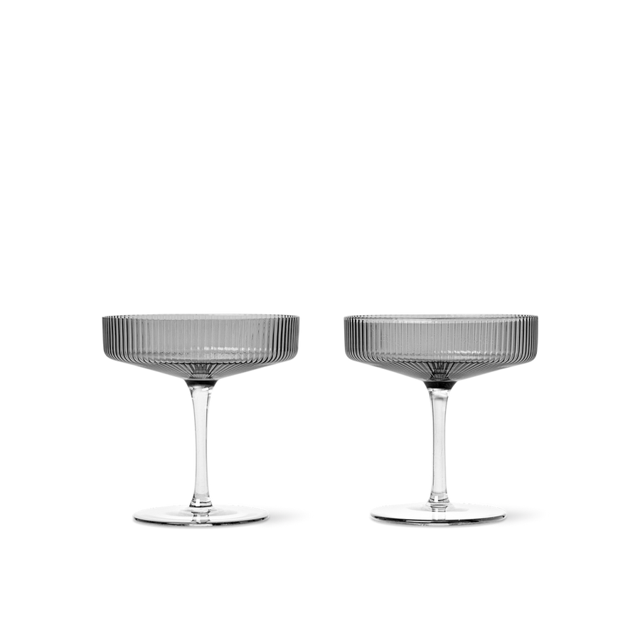 Ripple Champagne Saucers- Set of 2- Smoked Grey was £39
