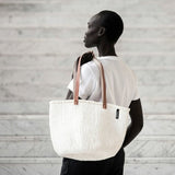 Mifuko Kiondo Shopper Basket, White M