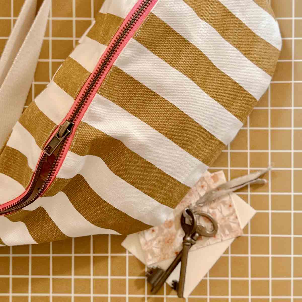 Rose in April Women Bum Bag Stripes Caramel - Tea and Kate