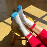 Le Bon Shoppe Colour Block Girlfriend sock Blue Red