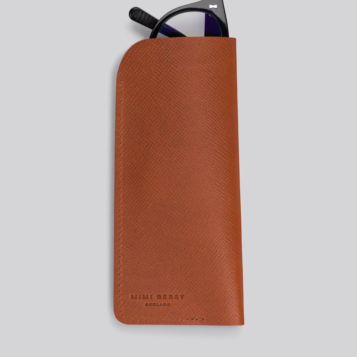 Mimi Berry England Glasses Case - Textured Tan - Tea and Kate