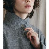 Fog Linen Ziema Stand Collar Coat Wool Gray Check