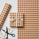 Kinshipped Cinnamon Gingham Wrapping Paper