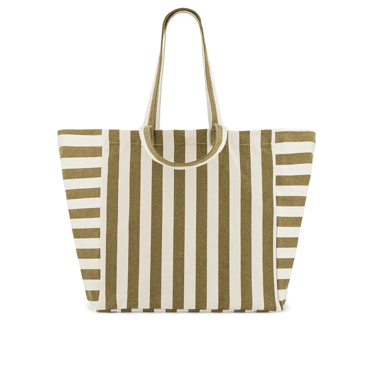 Rose in April Elisa Tote Bag Stripes Olive - Greige - Tea and Kate