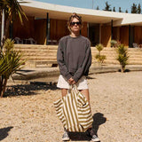 Rose in April Elisa Tote Bag Stripes Olive - Greige