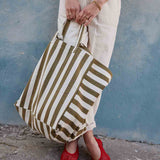 Rose in April Elisa Tote Bag Stripes Olive - Greige
