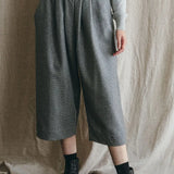 Fog Linen Jasmina Tuck Pants Wool Gray Check
