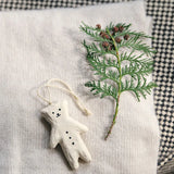 Fog Linen Paper Mache Holiday Ornament White Bear