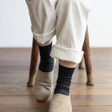 Fog Linen Linen Rib Socks Black