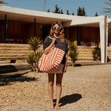 Rose in April Elisa Elisa Tote Bag Stripes Greige / Tomato