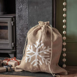 Jute Christmas Sack with Snowflake Print