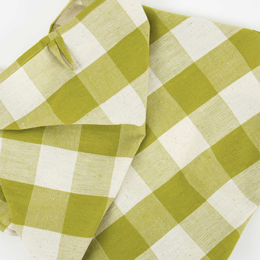 ECO Gingham Tea Towel - Green/Off White