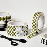 Kinshipped Large Paper Tape - Moss Green Diamond