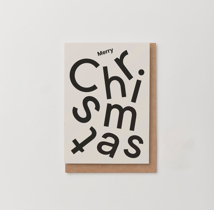 Merry Christmas Type Greeting Card -  Pack of 6