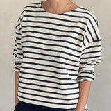 Le Bon Shoppe Marseille Boat Neck Top in Navy Stripe