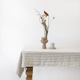 Linen Tales Natural / White Stripes Linen Tablecloth, was £125