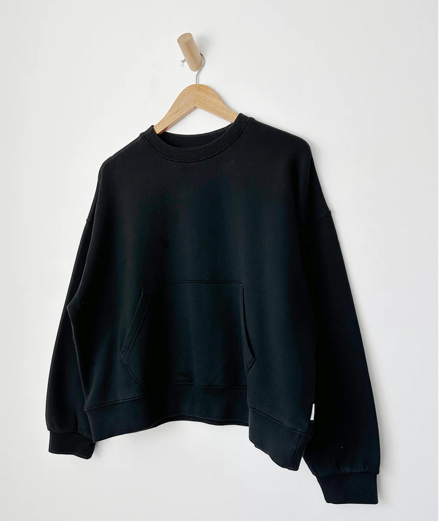 French Terry Poche Top - Black