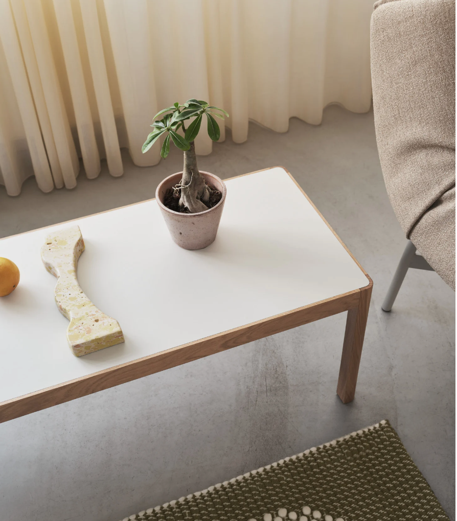 Muuto Workshop Coffee Table - Warm Grey Linoleum/Oak - 120cm x 43cm
