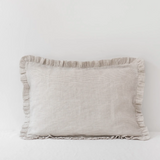 Linen Tales Linen Pillowcase with Frills, Natural Stripe