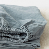 Linen Tales Linen Fitted Sheet, Blue Fog