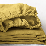 Linen Tales Linen Fitted Sheet, Lemon Curry