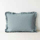 Linen Tales Linen Pillowcase with Frills, Blue Fog